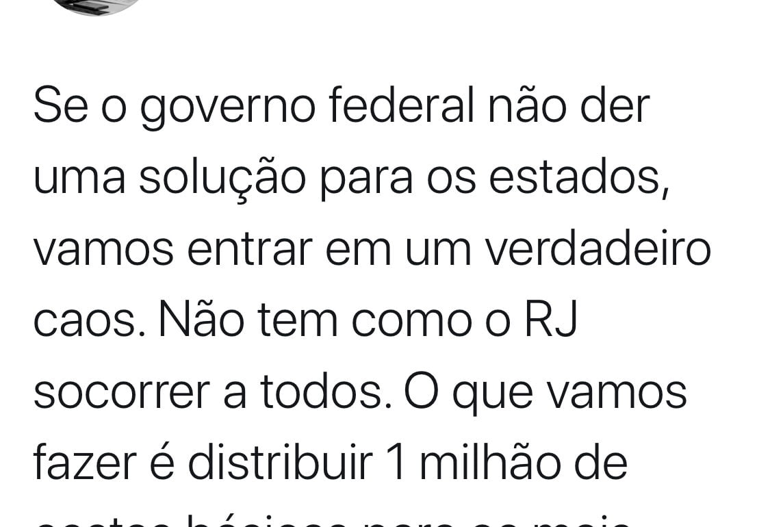 SEM AJUDA FEDERAL, WITZEL PREVÊ O CAOS