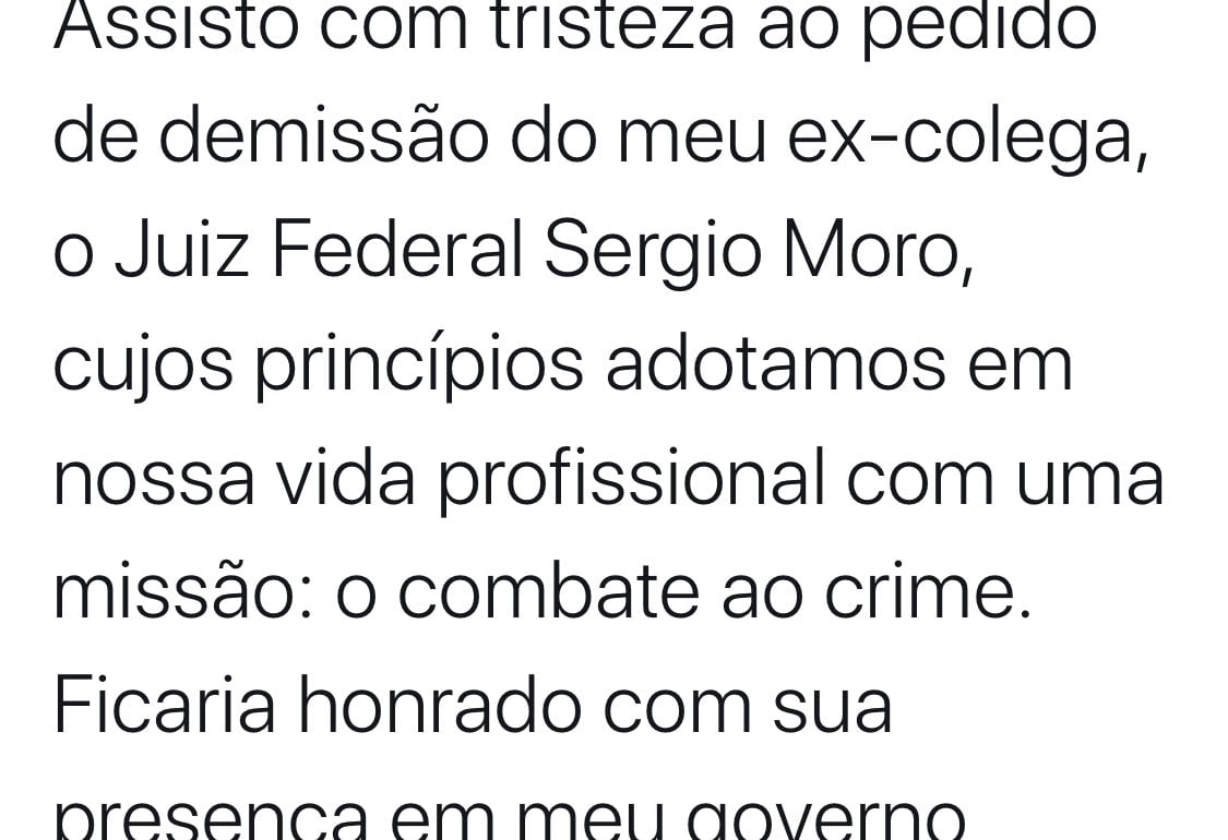 Witzel convida Moro para integrar o Governo do Rio