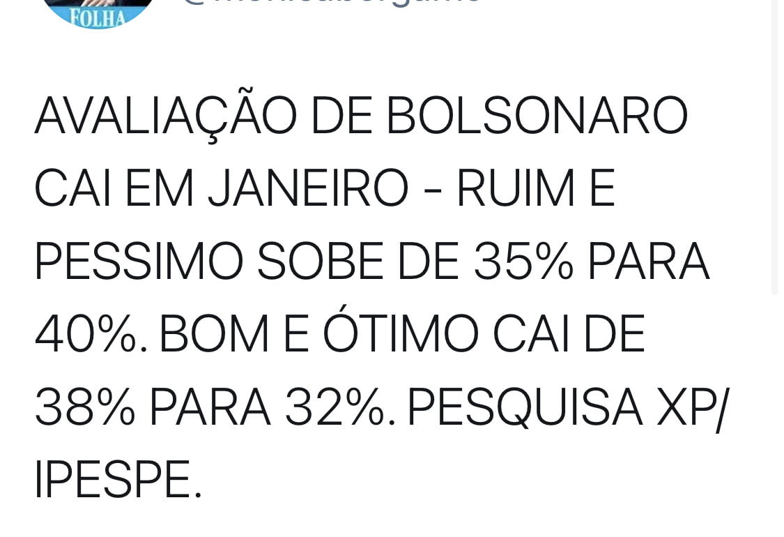 Pesquisa XP/ Ipespe mostra que aprovação de Bolsonaro começa a derreter