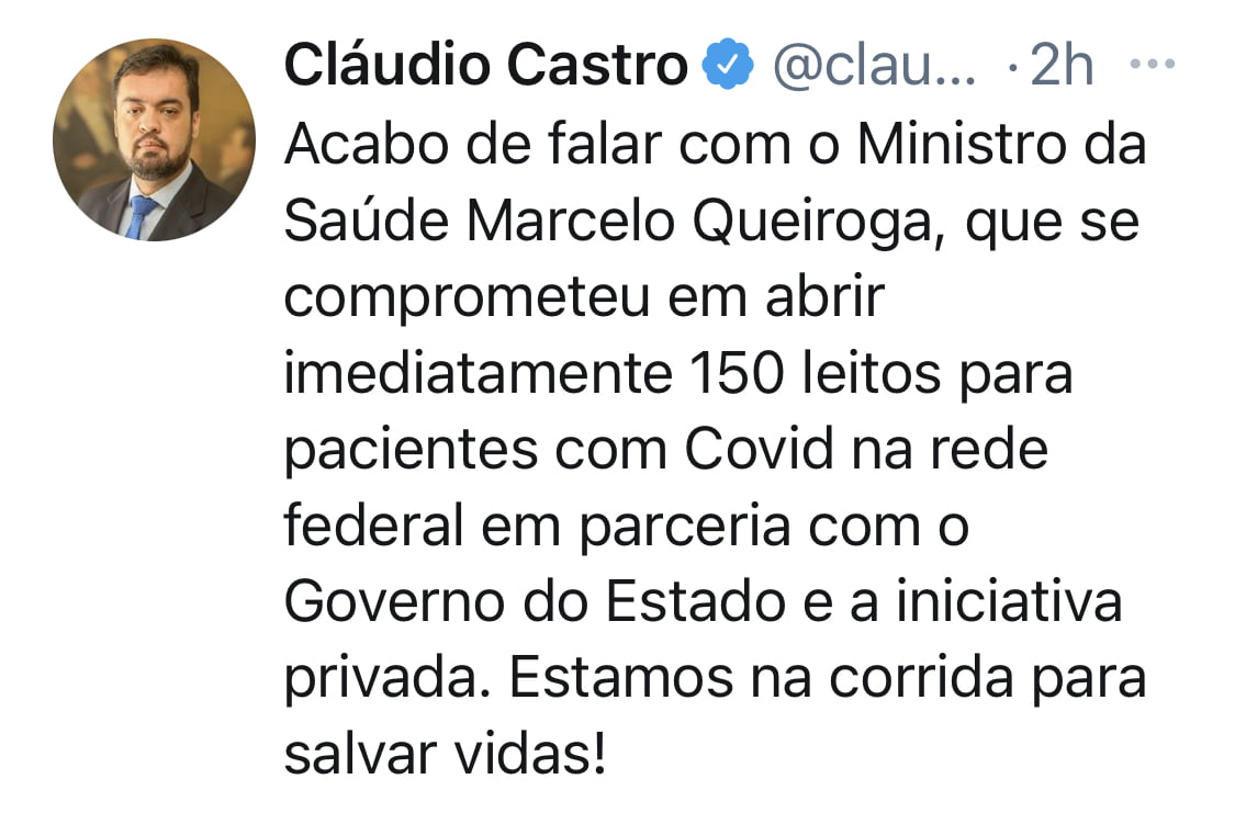 Castro anuncia abertura imediata de 150 leitos em parceria com Ministério da Saúde