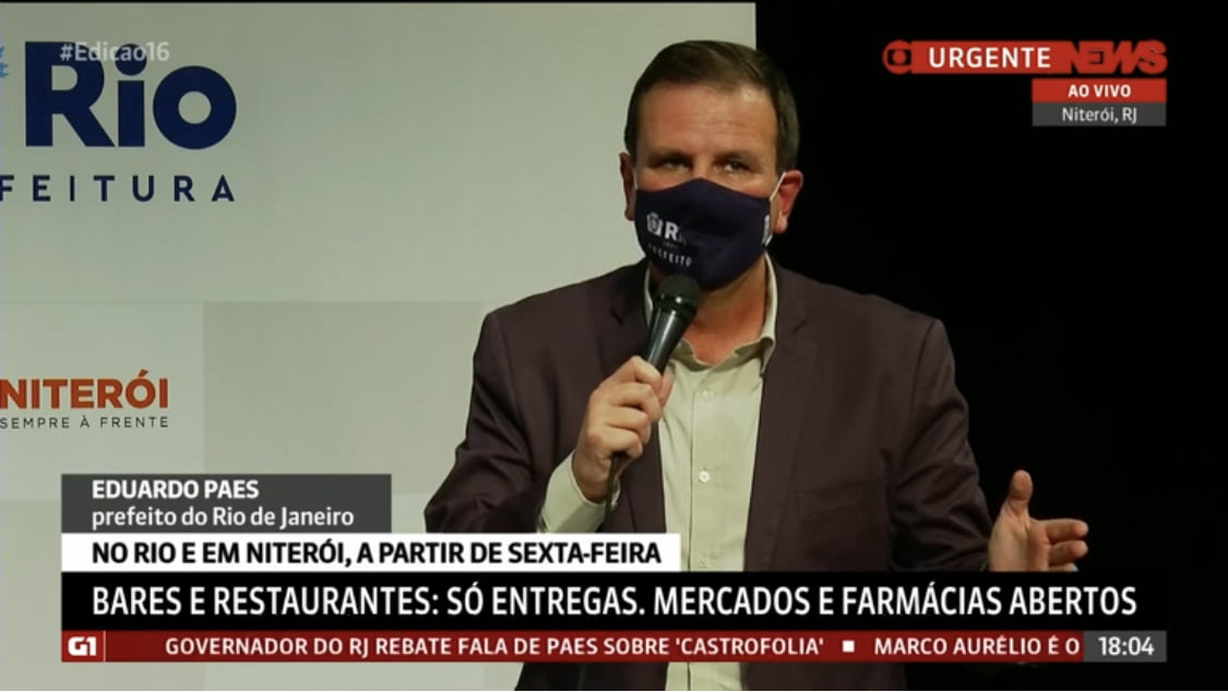 Paes e Axel anunciam lockdown no Rio e em Niterói a partir de sexta