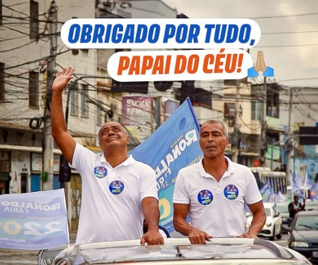 Romário faz agradecimento pela votação do irmão, que não se elegeu