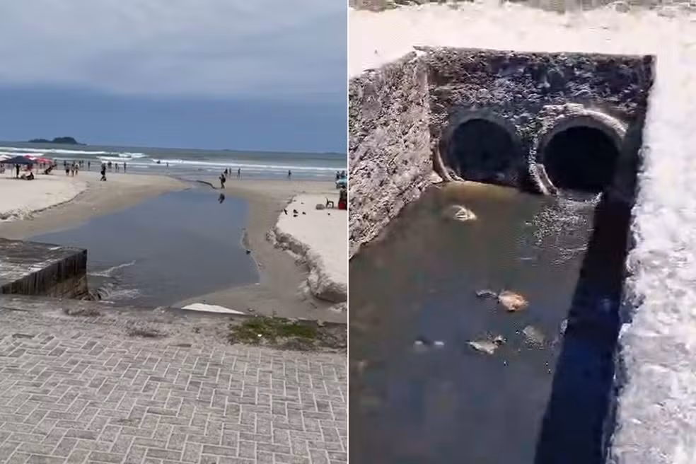 Prefeitura de Guarujá diz que esgoto clandestino despejado no mar pode ser a causa do surto de virose no litoral de SP