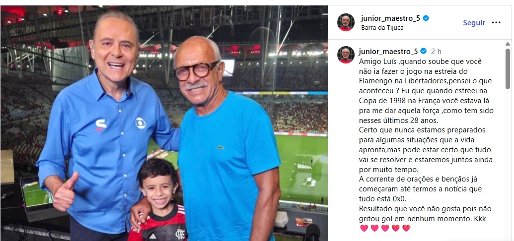 Luis Roberto preocupa após diagnóstico e recebe apoio de Júnior e Galvão