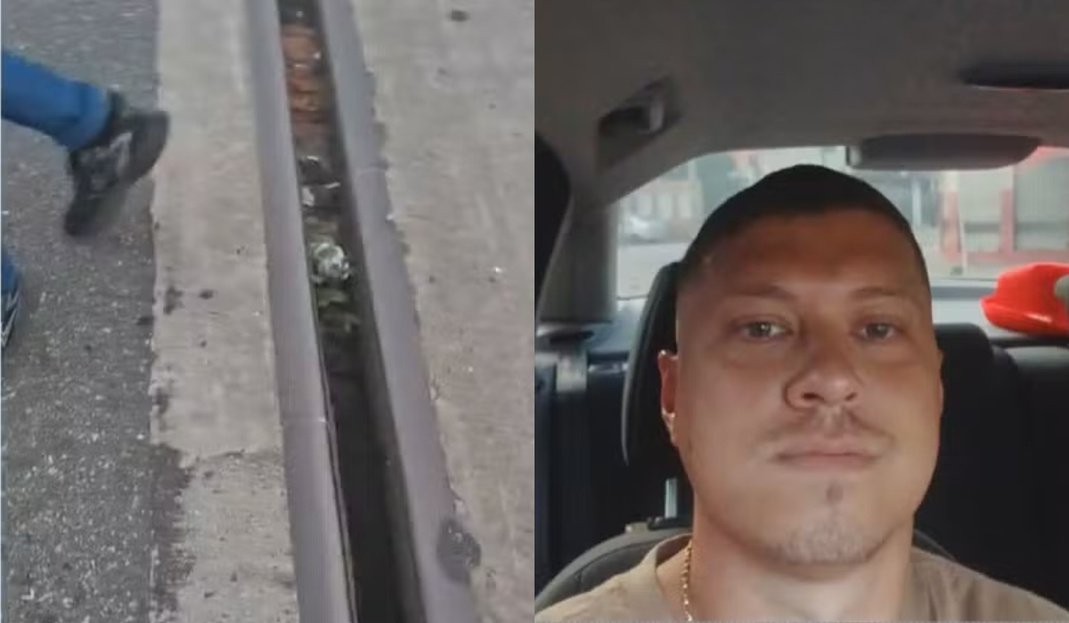 Motociclista fica preso em junta de dilatação, é arremessado e cai de viaduto na Linha Vermelha