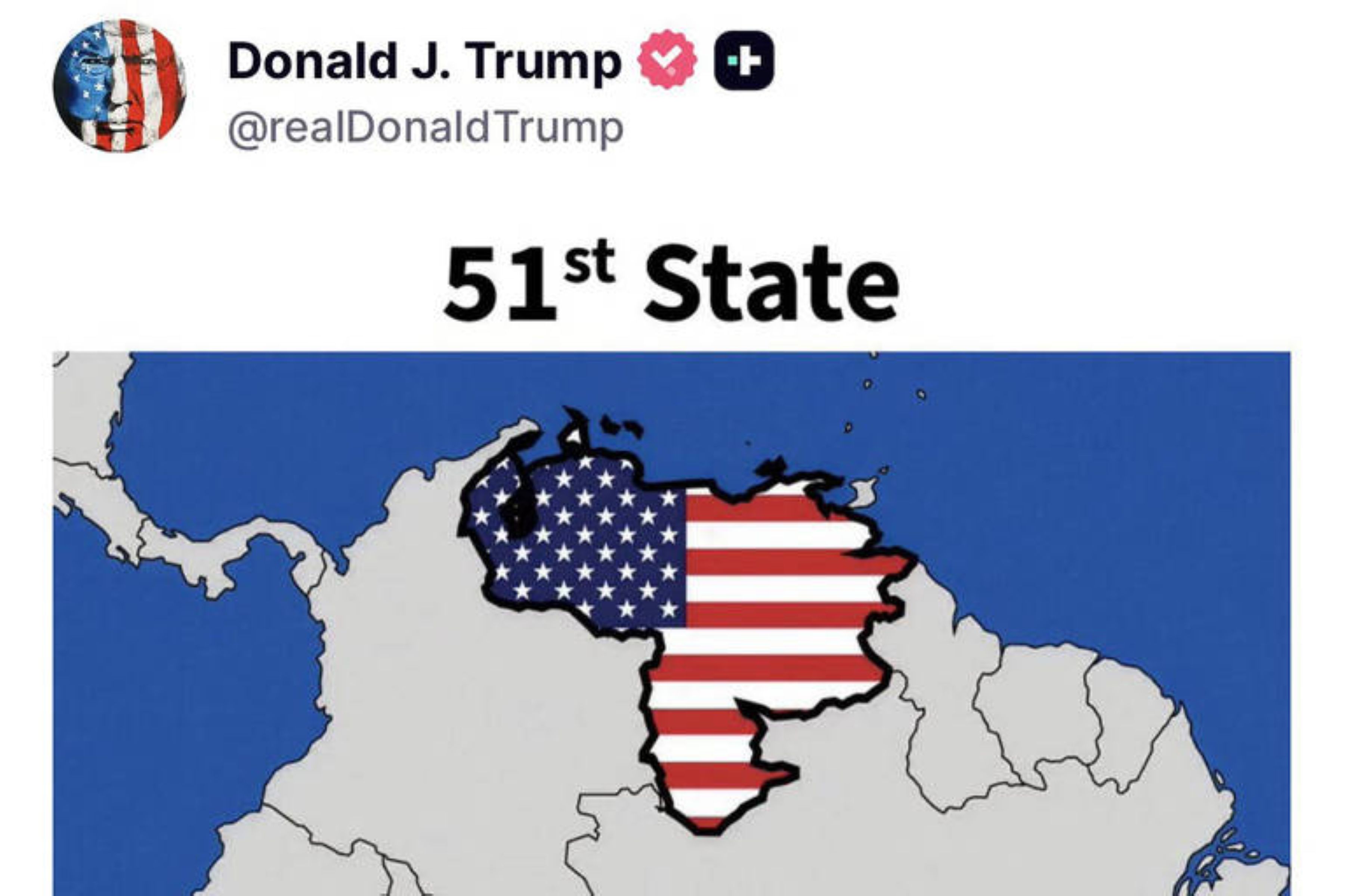 Trump causa tensão ao mostrar Venezuela como 51º estado americano
