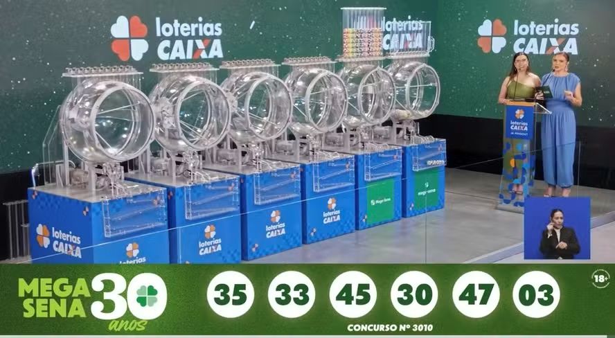 Mega-Sena de 30 anos sorteou prêmio de R$ 336 milhões neste domingo. Veja as dezenas sorteadas