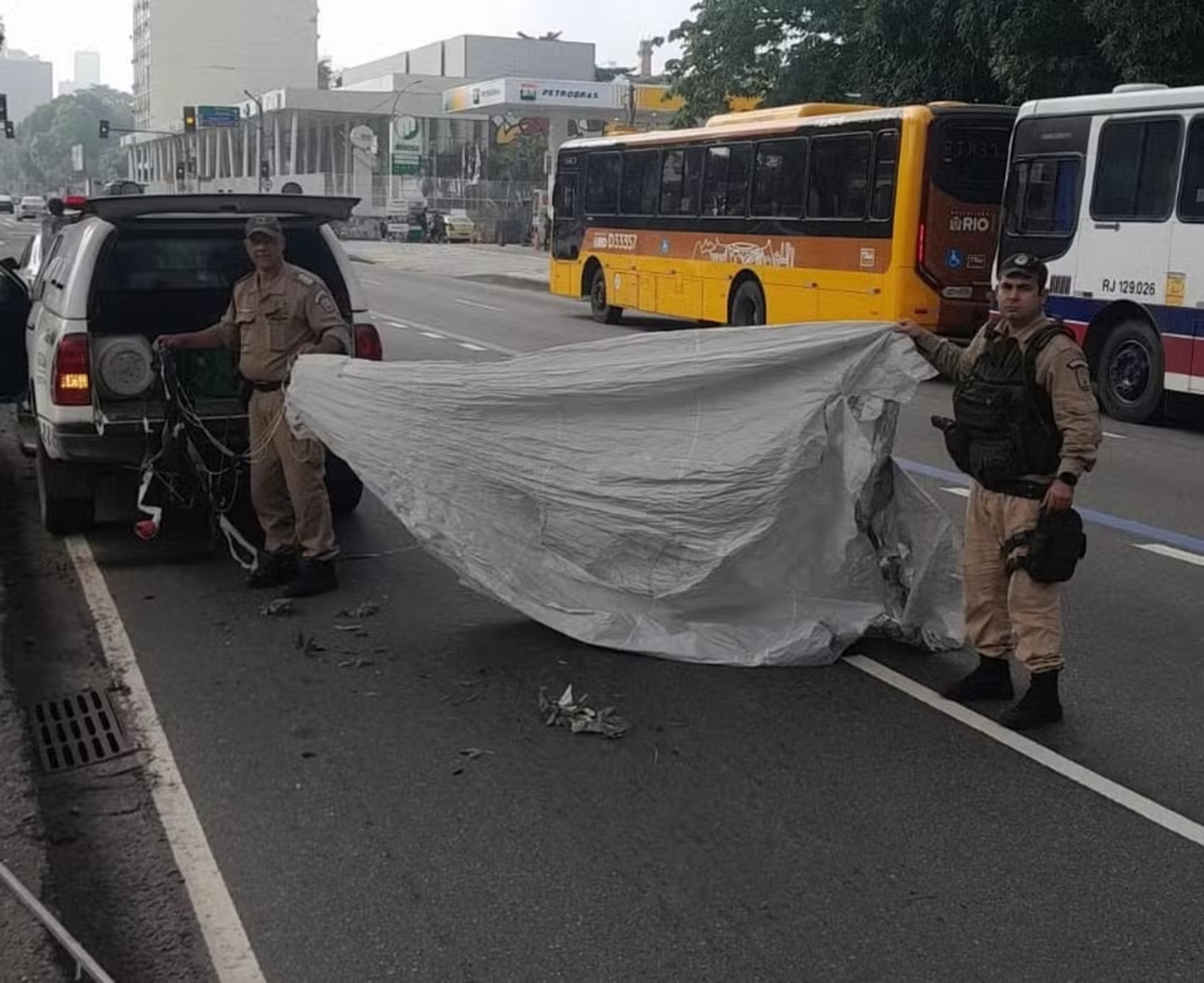Balão de cinco metros cai em árvore na Presidente Vargas e é apreendido pela Guarda Municipal