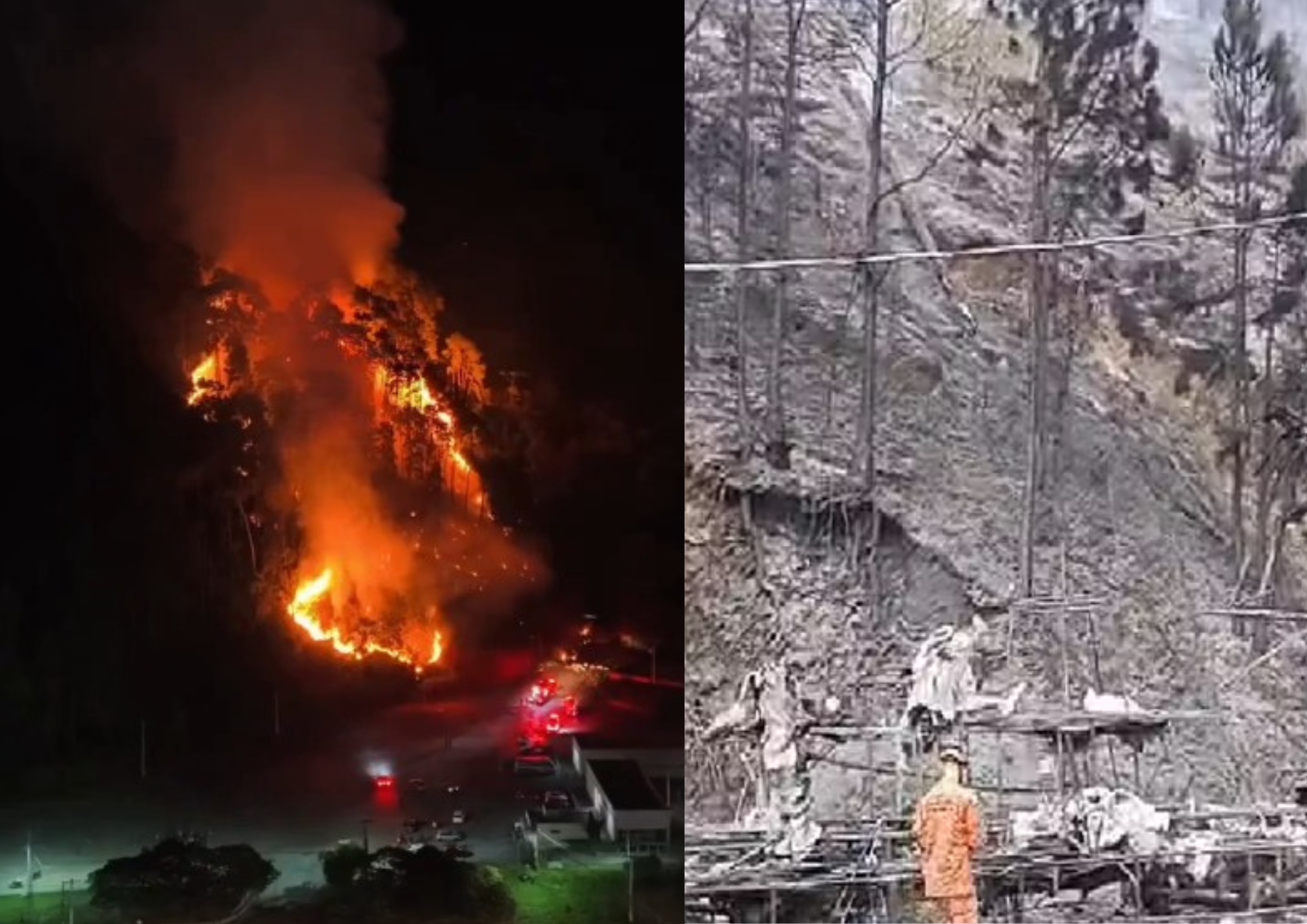 Incêndio destrói carros alegóricos da Unidos do Imperador e atinge área de mata em Nova Friburgo