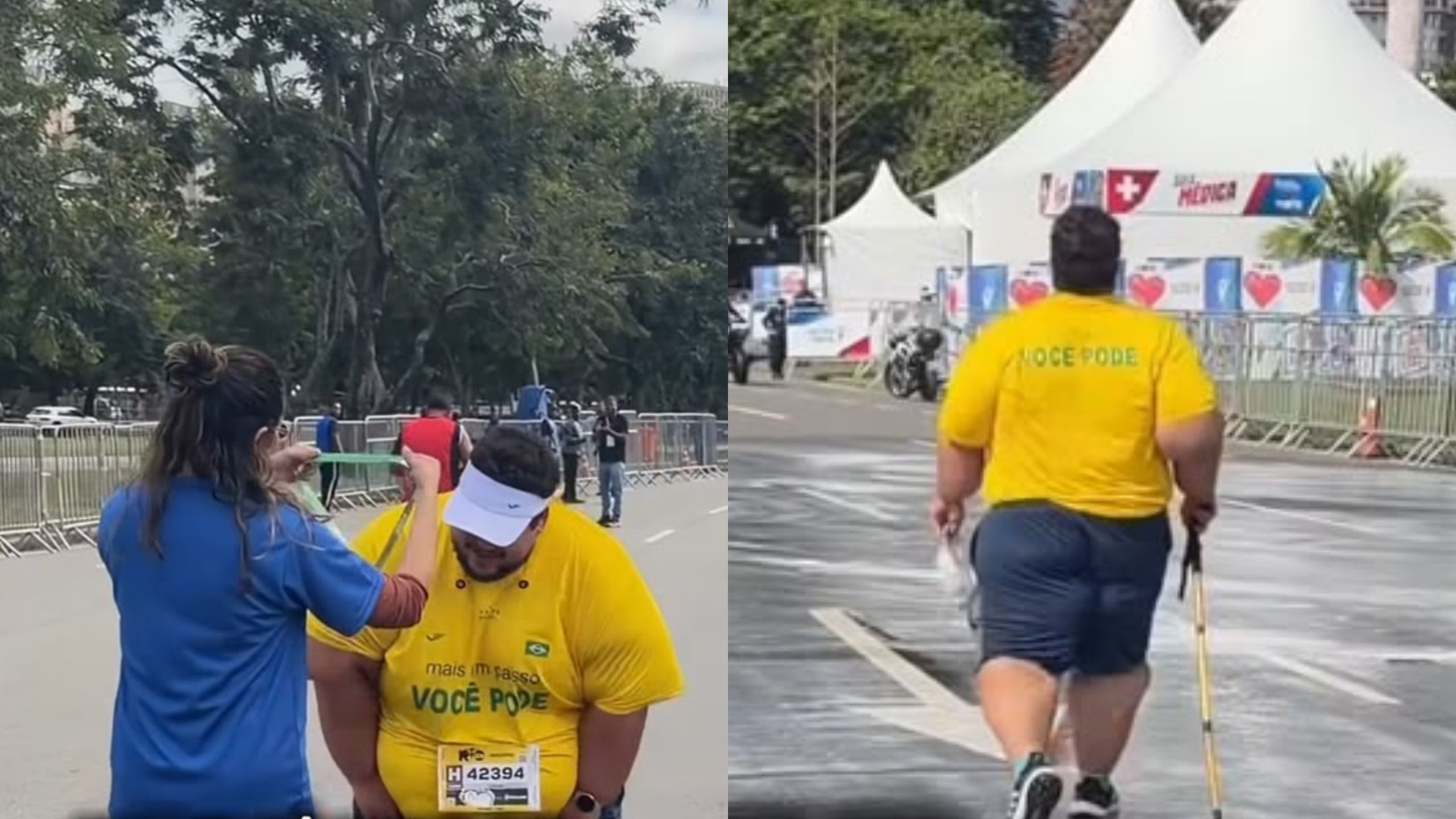 Influenciador de 198 kg emociona ao cruzar linha de chegada por último na Maratona do Rio; vídeo