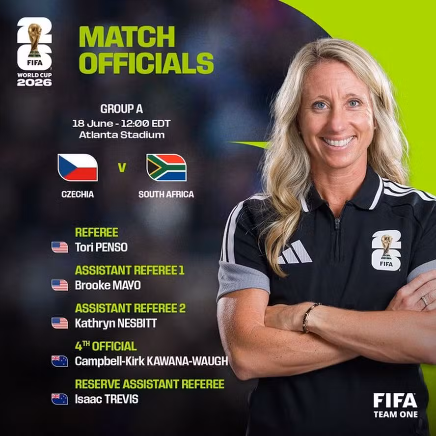 Copa do Mundo 2026: Tchéquia x África do Sul terá arbitragem 100% feminina, anuncia Fifa