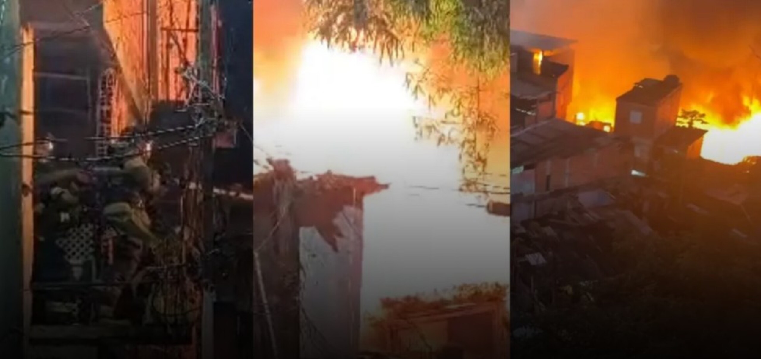 Incêndio de grandes proporções destrói 50 casas em Paraisópolis, zona sul de São Paulo