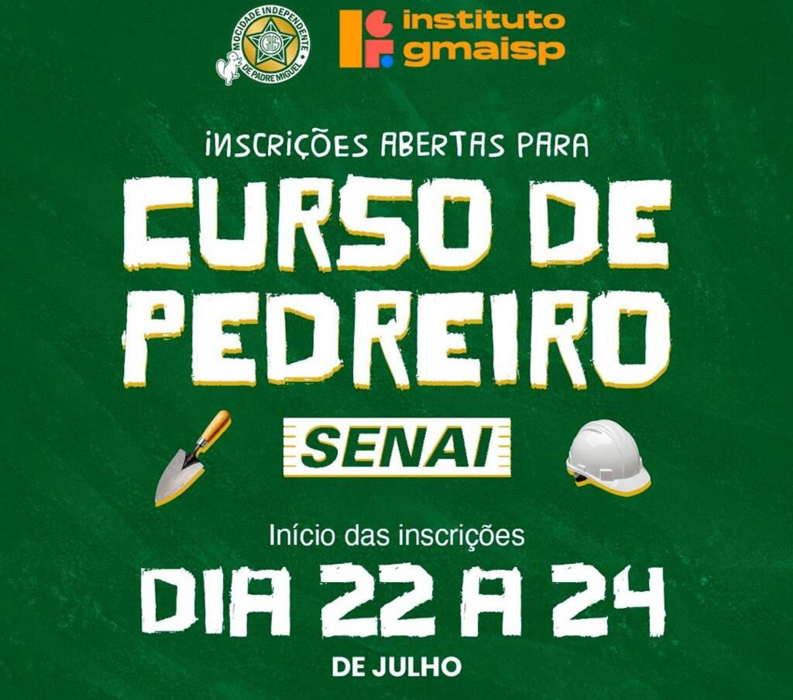Mocidade abre inscrições para curso gratuito de pedreiro