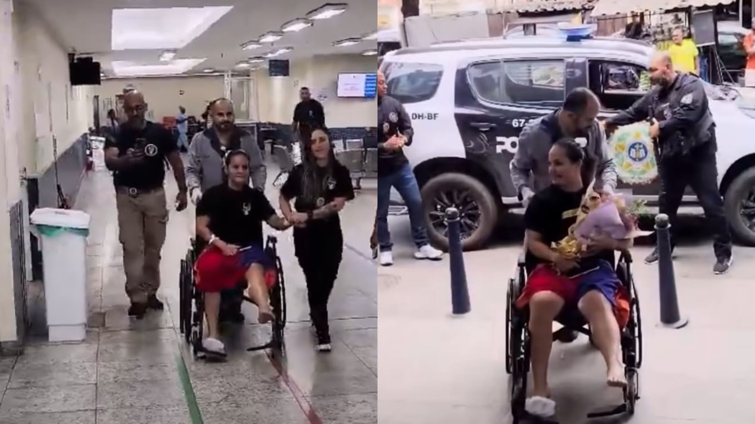 Policial civil baleada na Avenida Brasil recebe alta sob aplausos de colegas; vídeo