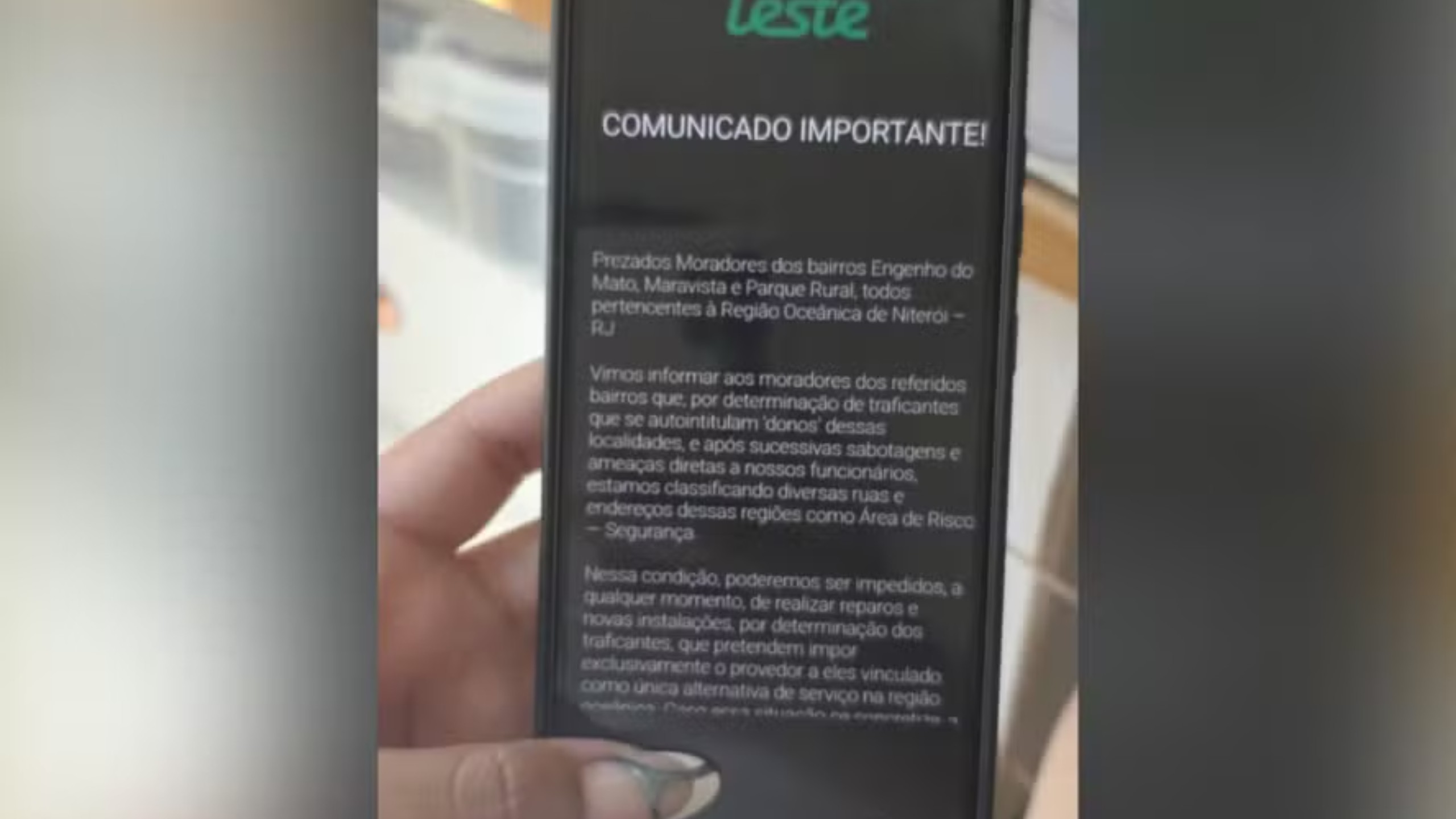 Operadora denuncia ameaças de criminosos e alerta para risco de interrupção da internet em Niterói